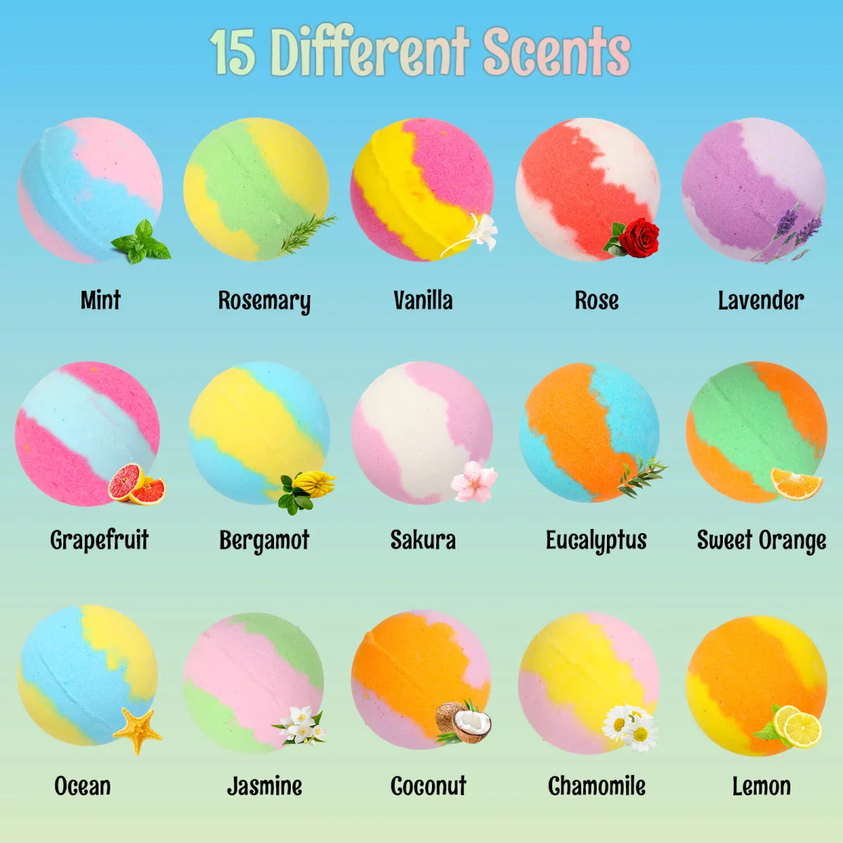 Bath Bombs for Kids with Toys Inside (15 Pcs)