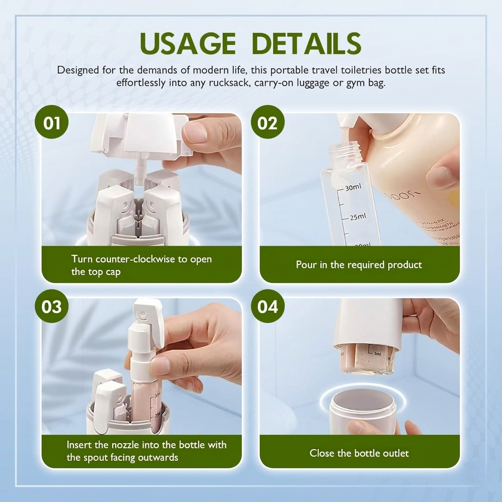 4-in-1 Travel Dispenser Bottle